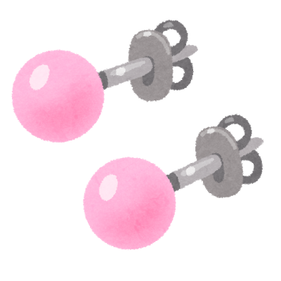 ピンク色のピアスのイラストです。